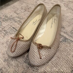 ANNIEL light beige SUEDE LEATHER BALLET FLAT W STARS 36